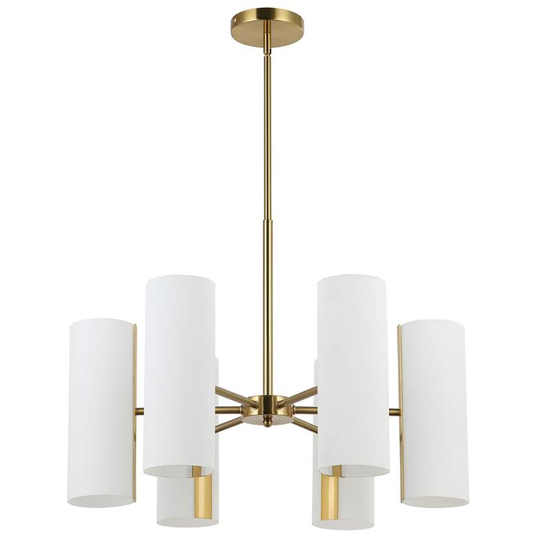 Image 1 Cleta 24" Wide 6-Light Aged Brass Finish Chandelier w/ White Shade