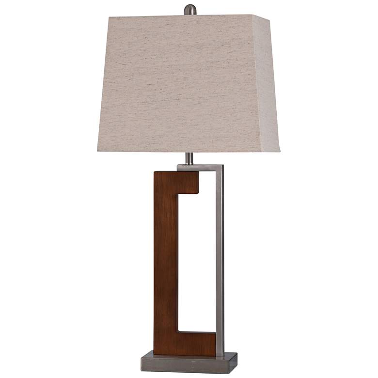 Image 1 Clevedon Wood and Brushed Steel Metal Table Lamp