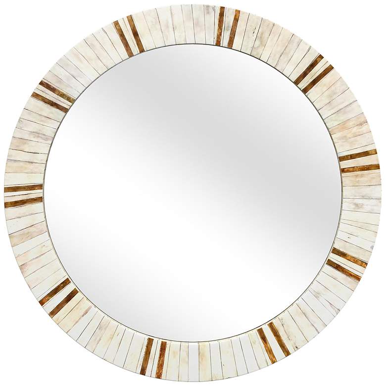 Image 3 Clever Natural Cream 30" Round Wall Mirror