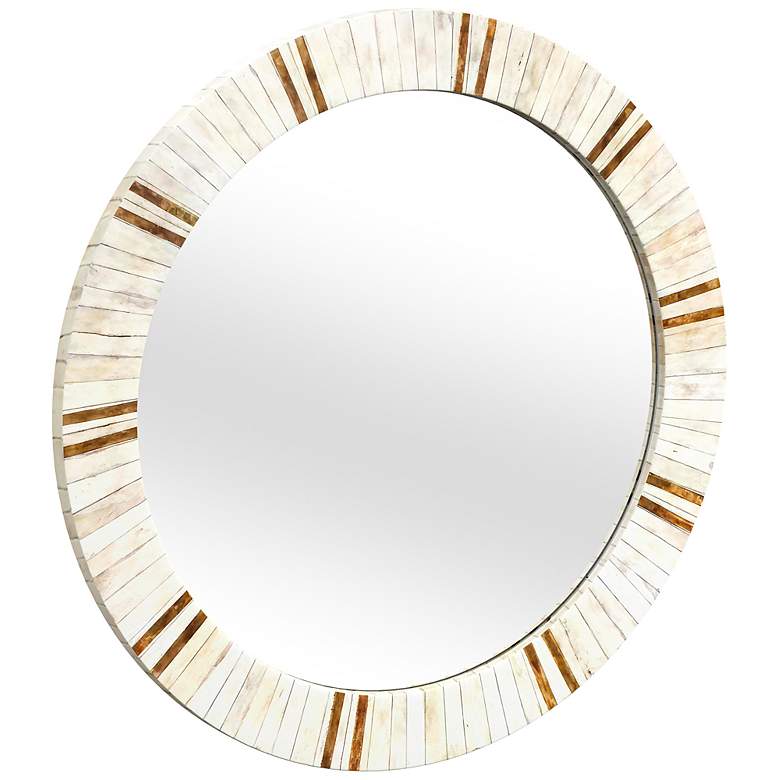 Image 6 Clever Natural Cream 30" Round Wall Mirror more views