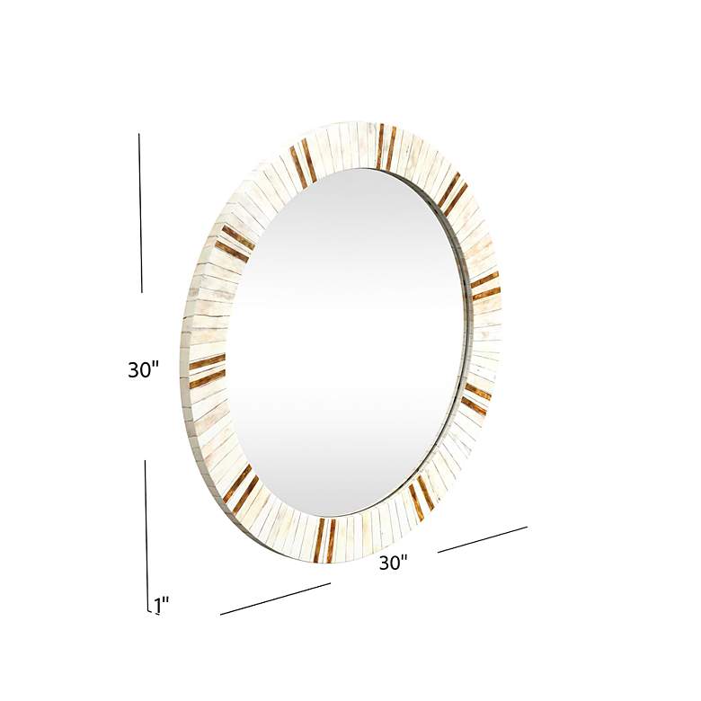 Image 7 Clever Natural Cream 30" Round Wall Mirror more views