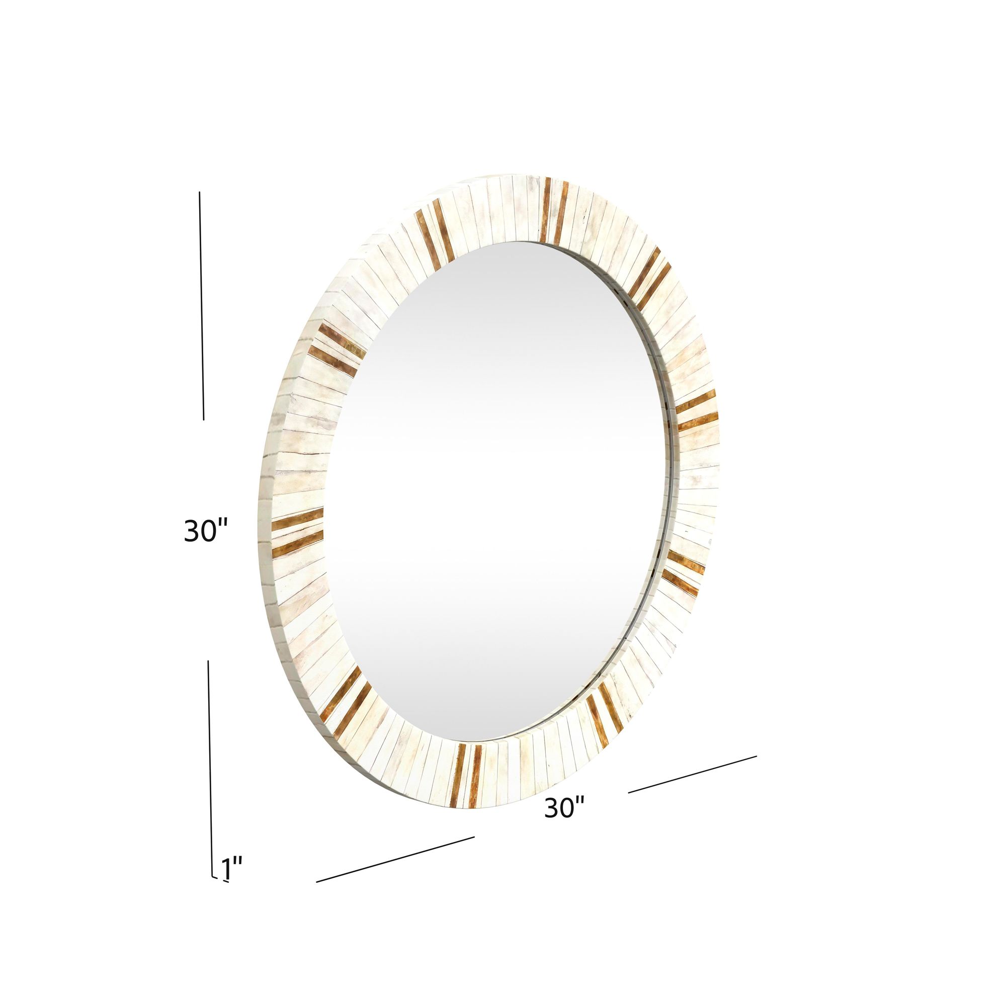 Clever Natural Cream 30" Round Wall Mirror in scene