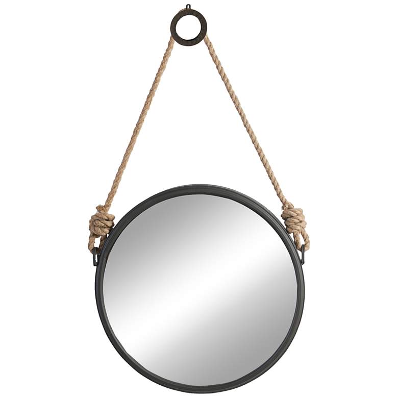 Image 1 Cleverland Gray 19 1/2" Round Wall Mirror with Rope Strap