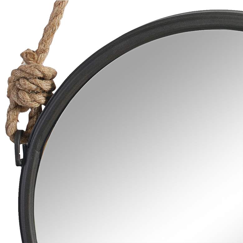 Image 2 Cleverland Gray 19 1/2" Round Wall Mirror with Rope Strap more views