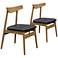 Clifford Retro Black Leatherette Oak Side Chair Set of 2