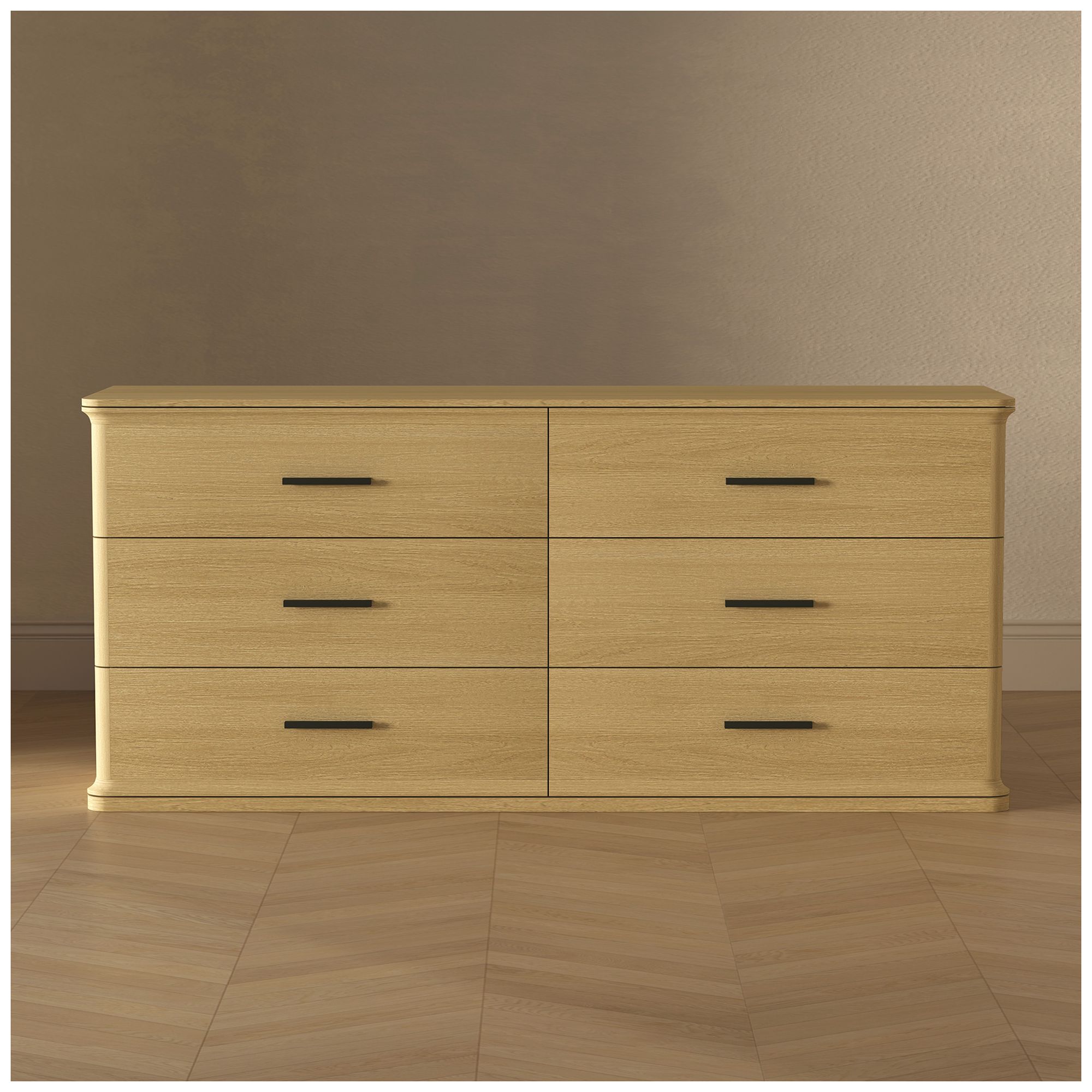 Clifford Traditional Dresser in Natural Oak (6-Drawer)