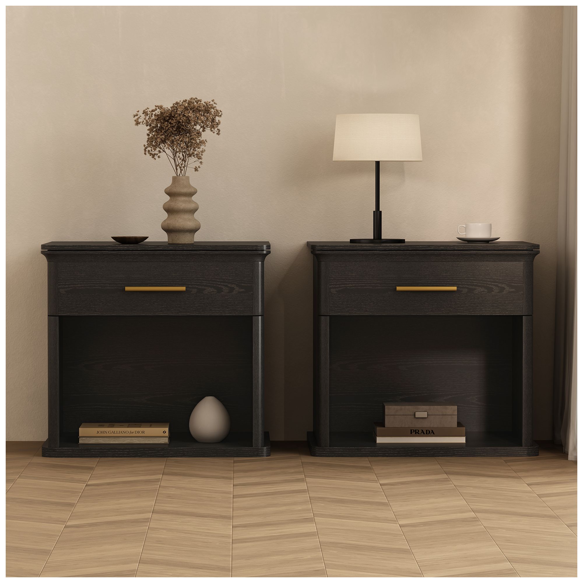 Clifford Traditional Nightstand in Black (1-Drawer)