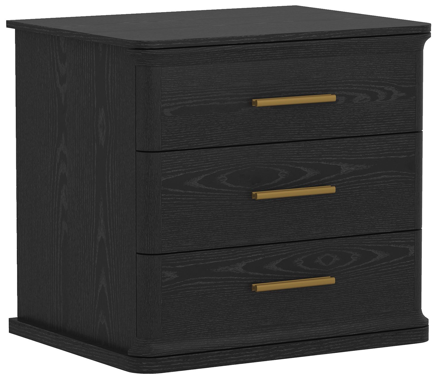 Image 7 Clifford Traditional Nightstand in Black (3-Drawer) more views