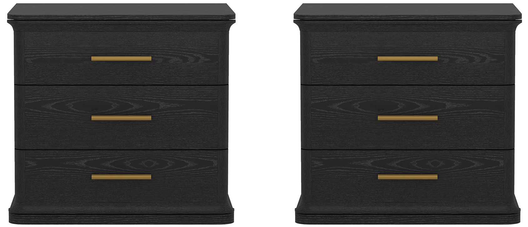 Clifford Traditional Nightstand in Black (3-Drawer)