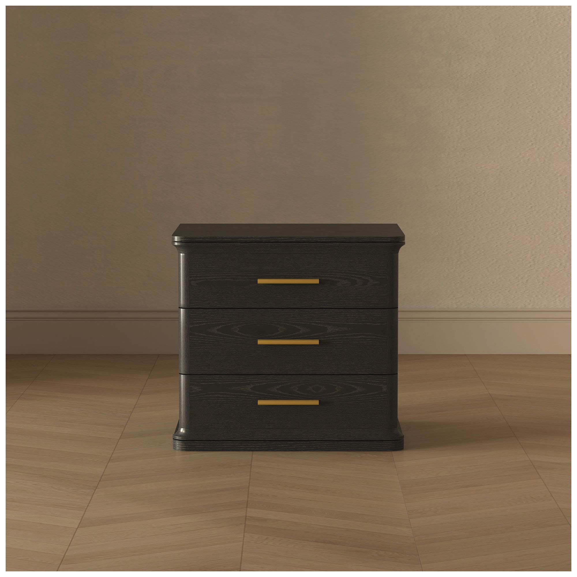 Clifford Traditional Nightstand in Black (3-Drawer)
