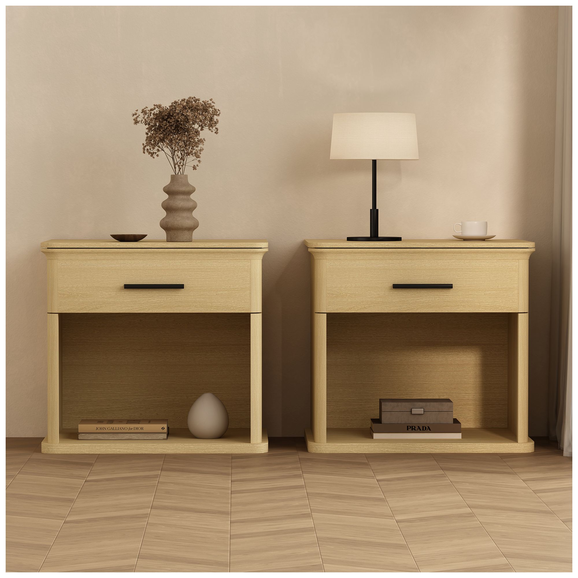 Clifford Traditional Nightstand in Natural Oak (1-Drawer)