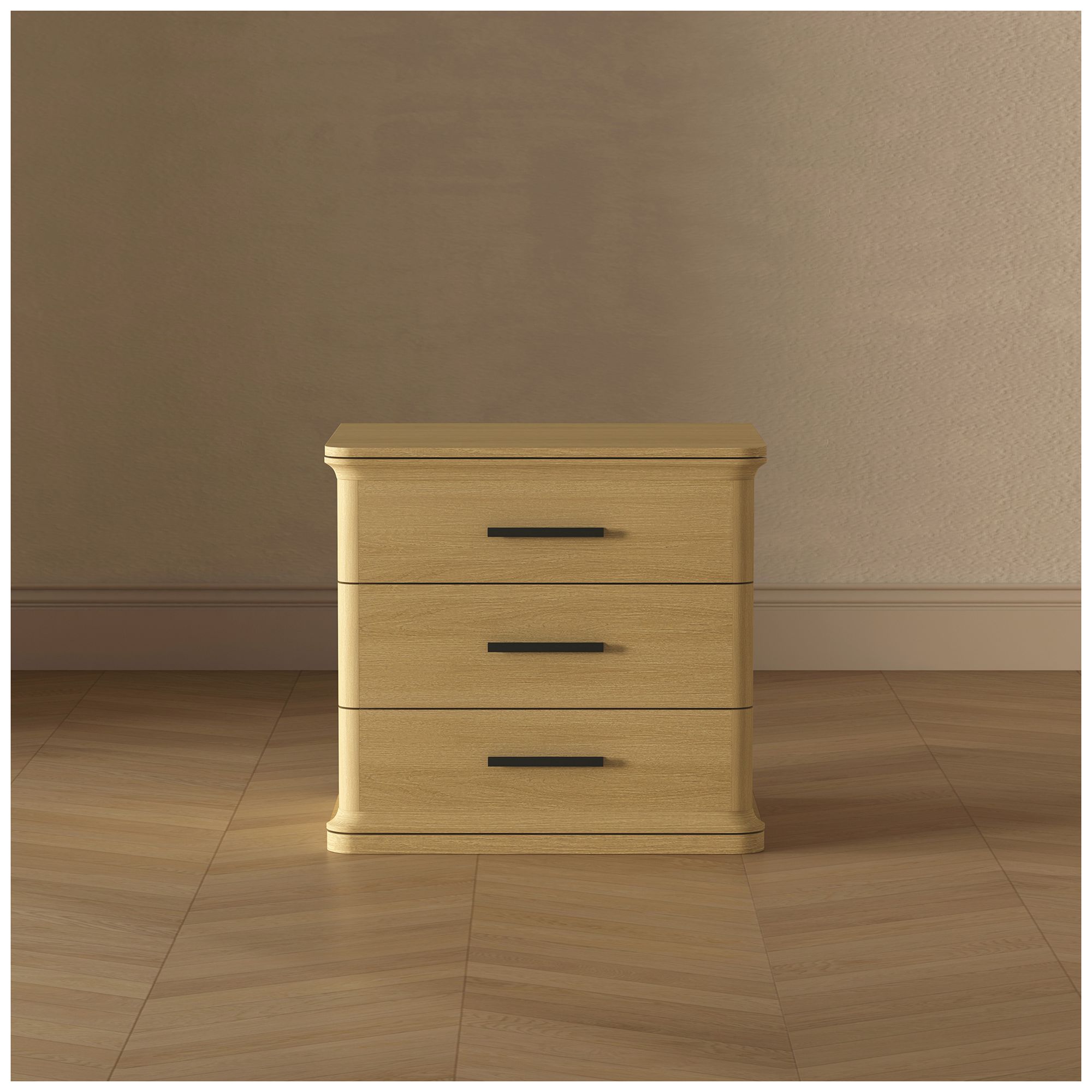 Clifford Traditional Nightstand in Natural Oak (3-Drawer)