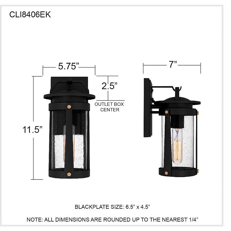 Image 7 Clifton 1-Light Earth Black Outdoor Wall Lantern more views