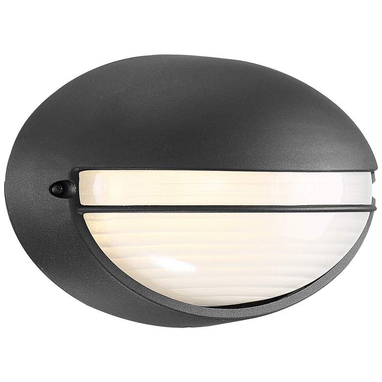 Image 2 Clifton 5 1/4" High Black Oval LED Outdoor Wall Light