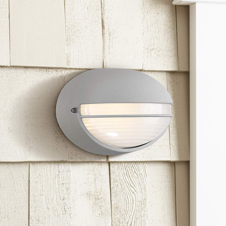 Image 1 Clifton 5 1/4" High Satin Oval LED Outdoor Wall Light