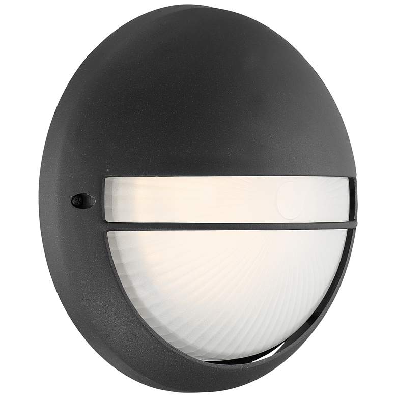 Image 2 Clifton 9 3/4" High Black Round LED Outdoor Wall Light