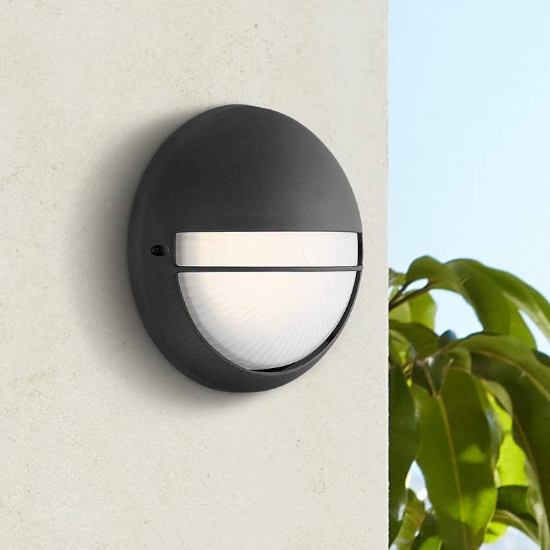 Image 1 Clifton 9 3/4" High Black Round LED Outdoor Wall Light