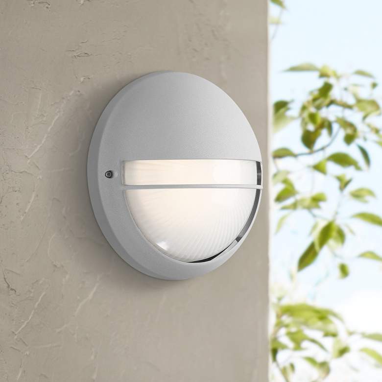 Image 1 Clifton 9 3/4" High Satin Round LED Outdoor Wall Light