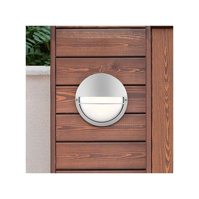 Image 1 Clifton 9 3/4" High Satin Round LED Outdoor Wall Light