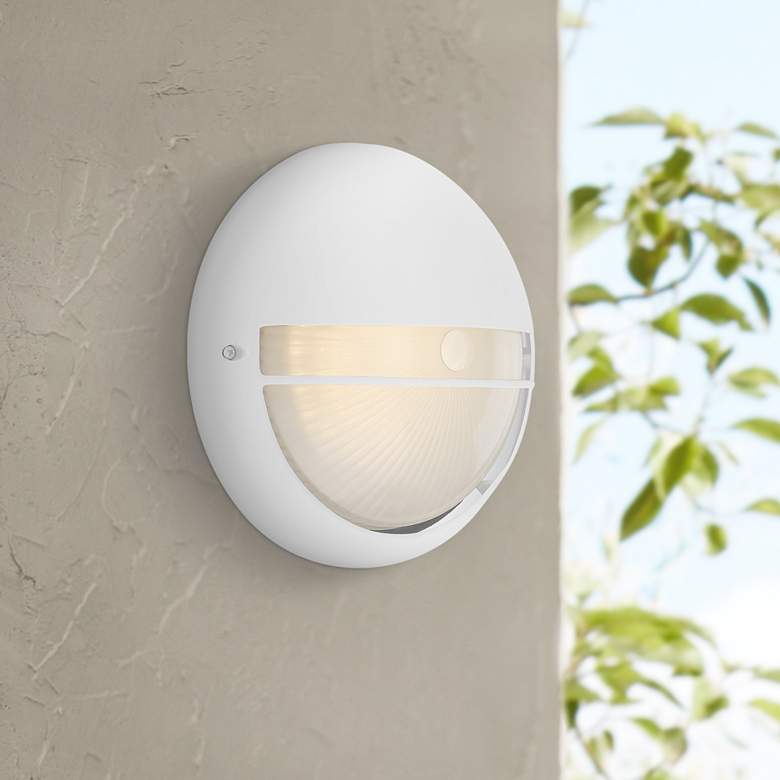 Image 1 Clifton 9 3/4 inch High White Round LED Outdoor Wall Light