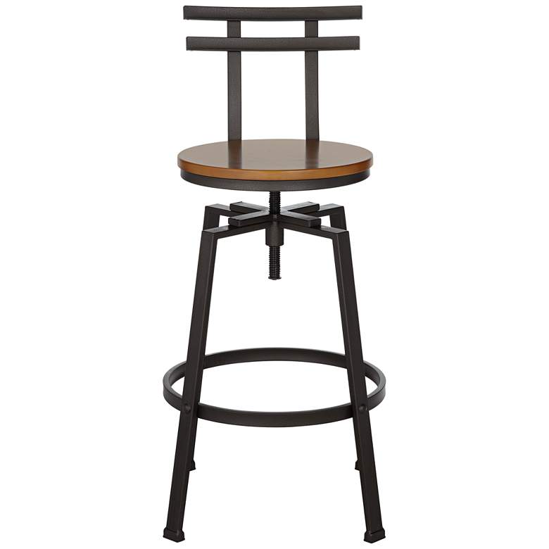 Image 7 Clifton Hammered Bronze Metal and Wood Swivel Adjustable Barstool more views