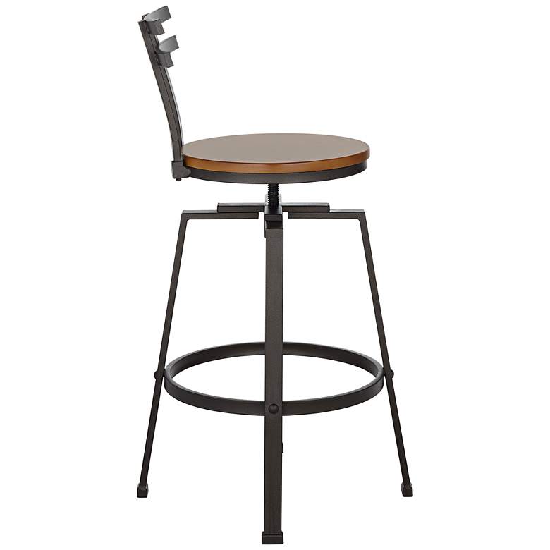Image 7 Clifton Wood and Hammered Bronze Swivel Adjustable Stools Set of 2 more views