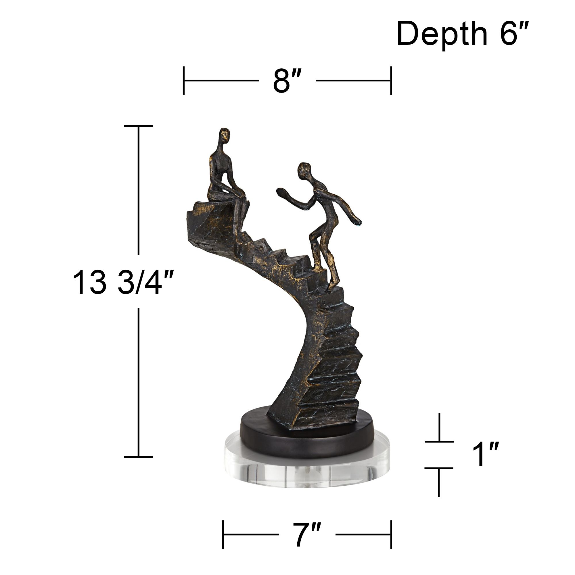Image 5 Climbing Stairs 13 3/4"H Sculpture With 7" Round Acrylic Riser more views
