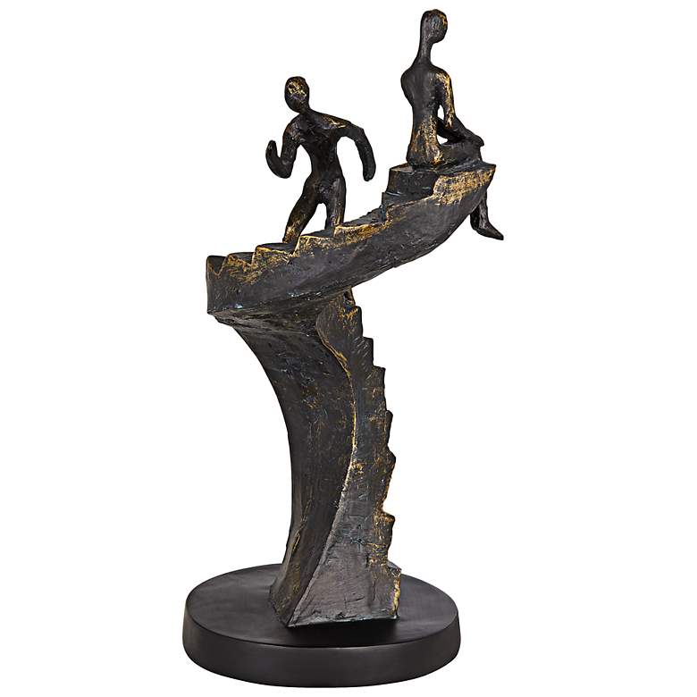 Image 4 Climbing Stairs 13 3/4 inch High Bronze Sculpture more views