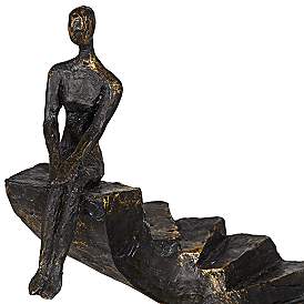Image5 of Climbing Stairs 13 3/4" High Bronze Sculpture more views