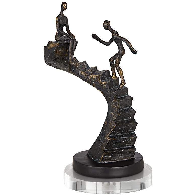 Climbing Stairs 13 3/4&quot;H Sculpture With 7&quot; Round Acrylic Riser