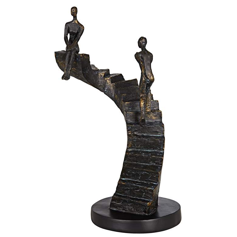 Image 3 Climbing Stairs 13 3/4 inchH Sculpture With Black Round Riser more views