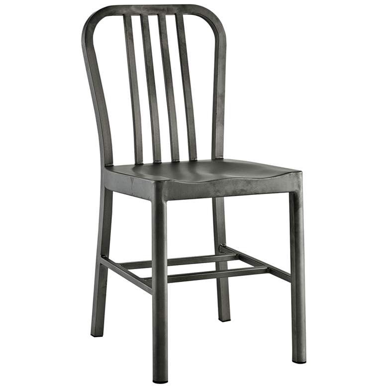 Image 1 Clink Silver Metal Indoor-Outdoor Dining Side Chair
