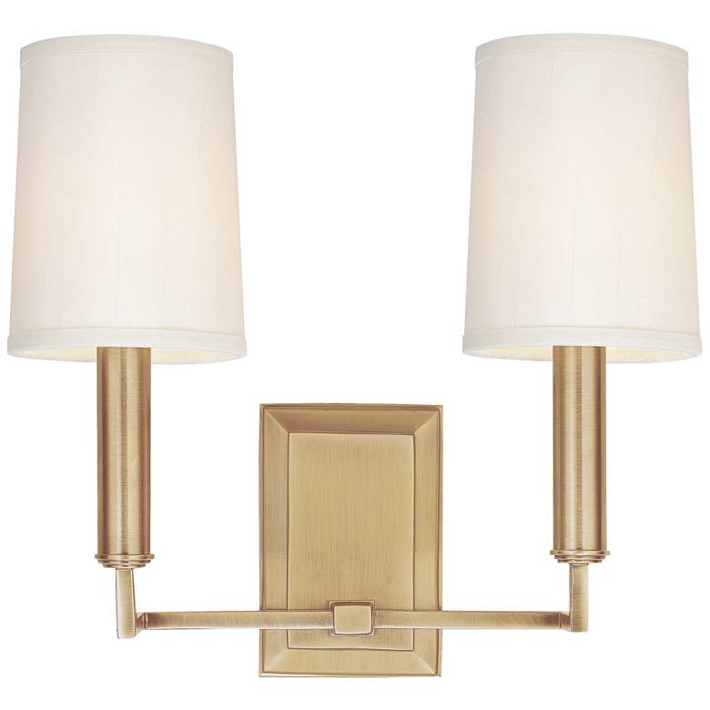 Image 1 Clinton 11 1/2" High Aged Brass 2-Light Wall Sconce