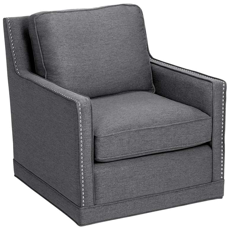 Image 2 Clinton Mica Gray Linen Fabric Swivel Chair