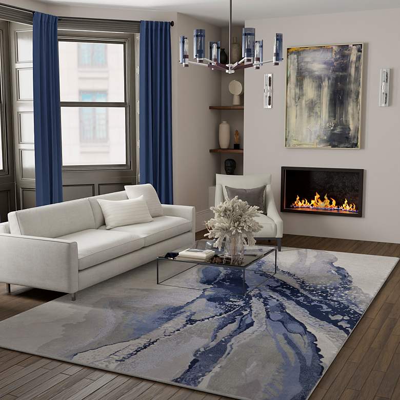 Image 3 Clio Abstract Indoor Blue Area Rug 39K2F 2'-9" x 7'-10" RUNNER more views