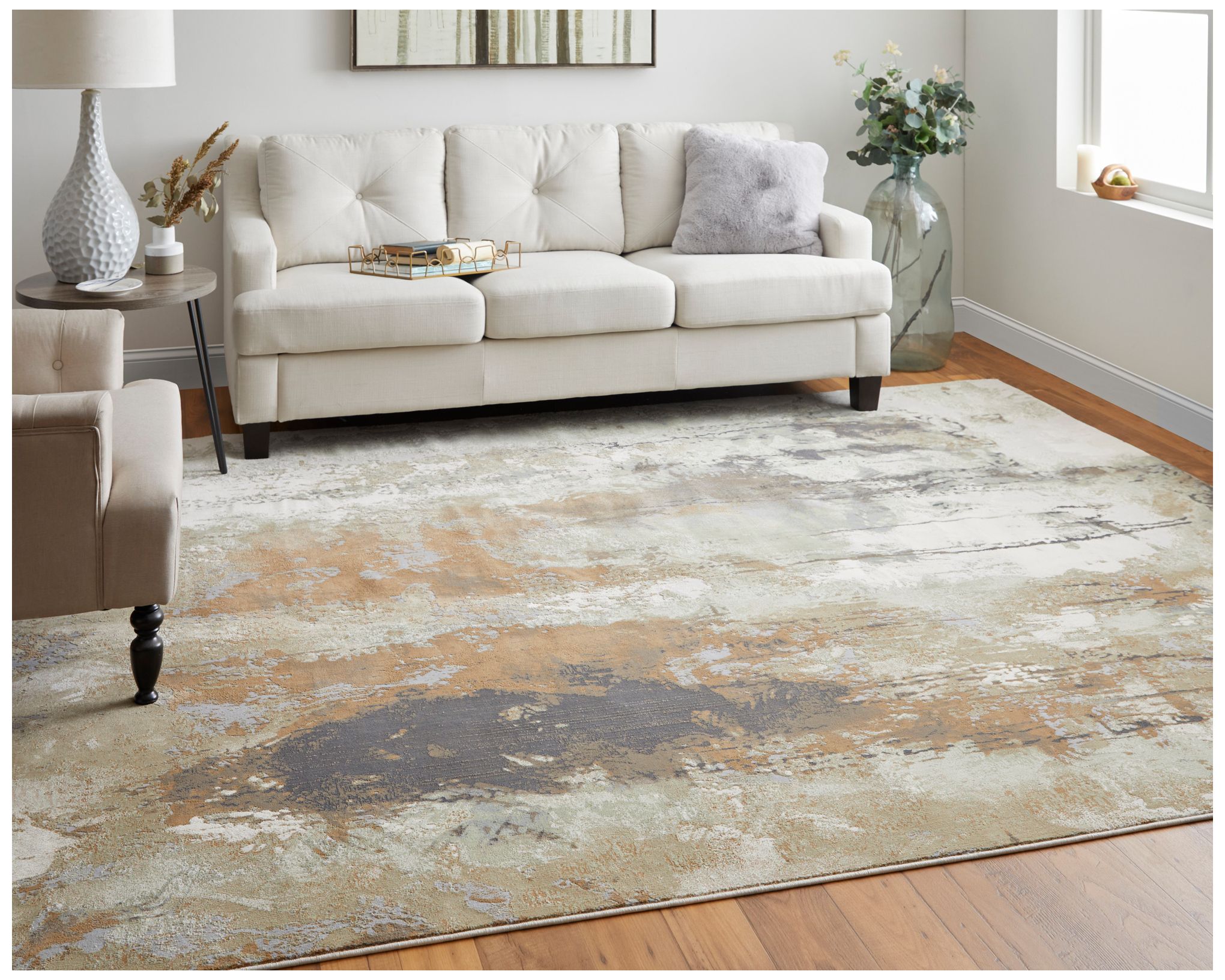 Image 7 Clio Abstract Indoor Orange Area Rug 39K1F 3'-10" x 6' more views