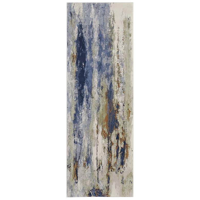 Image 1 Clio Modern Abstract Soft Indoor Blue Area Rug 39K1F
