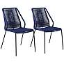 Clip Blue Rope Outdoor Stackable Dining Chairs Set of 2
