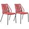 Clip Brick Red Rope Outdoor Stackable Dining Chairs Set of 2