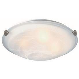 Image1 of Clip Flush 15" Wide 3-Light Brushed Nickel Flush Mount w/ White Glass