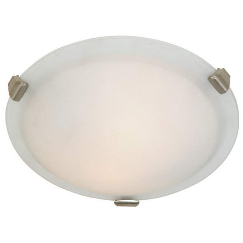 Image 1 Clip Flush 3-Light Brushed Nickel Glass and Metal Clips Flush Mount