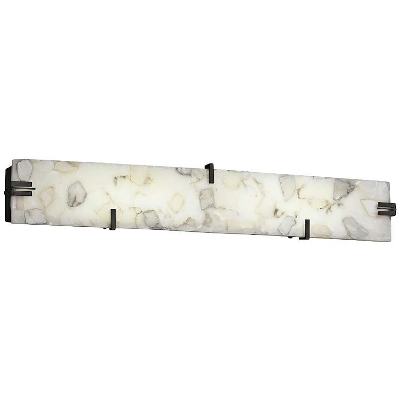 Image 1 Clips 36" Wide LED Alabaster Rocks Bronze Bath Light