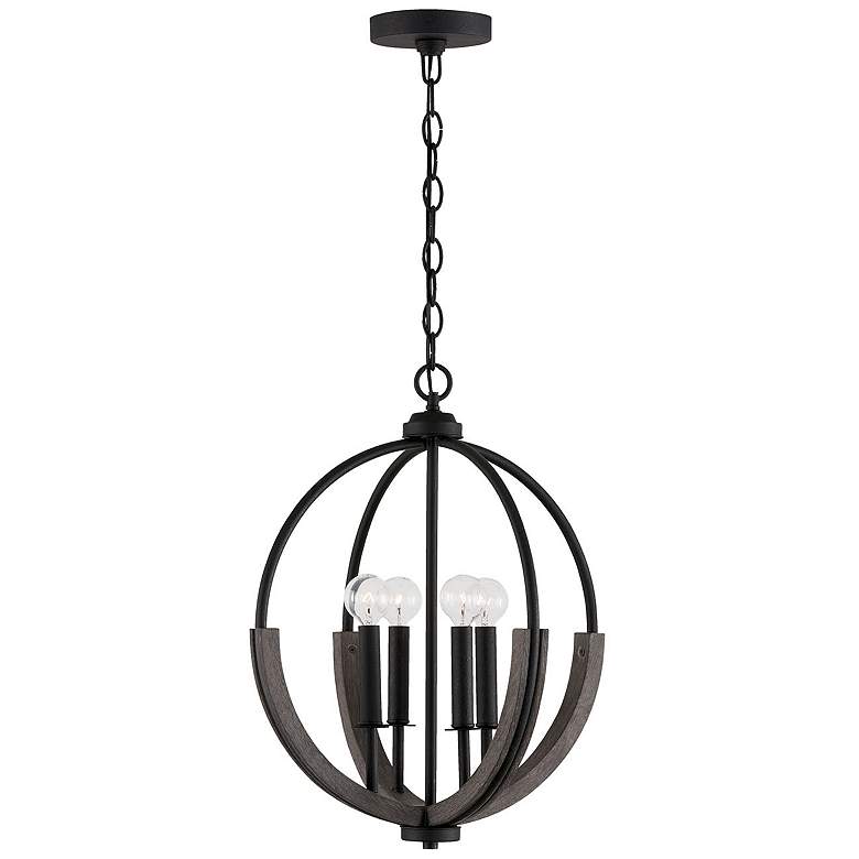 Image 1 Clive 15 1/2"W Carbon Gray and Black Iron 4-Light Pendant