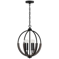 Clive 15 1/2"W Carbon Gray and Black Iron 4-Light Pendant