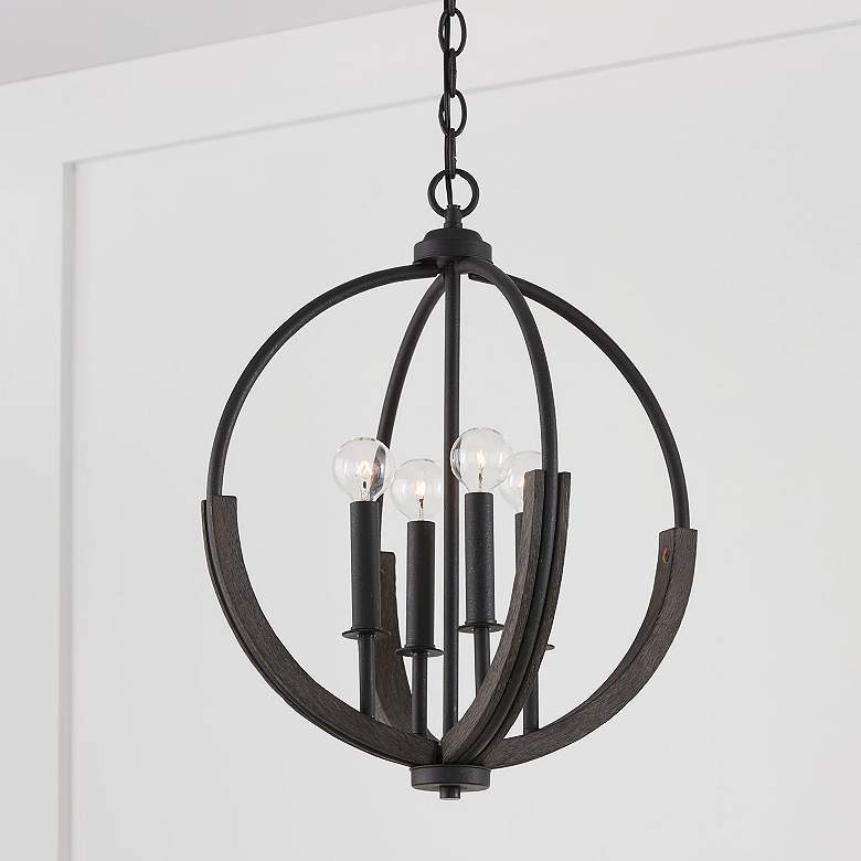 Image 1 Clive 15 1/2"W Carbon Gray and Black Iron 4-Light Pendant