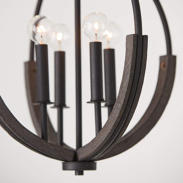 Image 3 Clive 15 1/2"W Carbon Gray and Black Iron 4-Light Pendant more views
