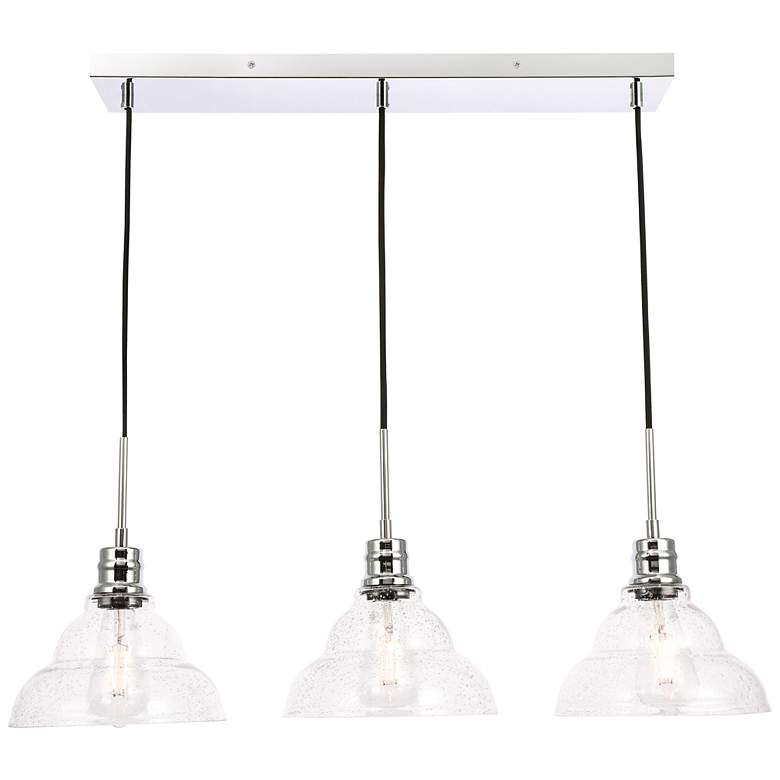 Image 2 Clive 34 1/2"W Chrome Multi-Light Pendant with Bubble Glass