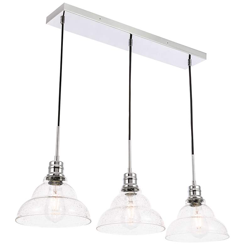 Image 7 Clive 34 1/2"W Chrome Multi-Light Pendant with Bubble Glass more views