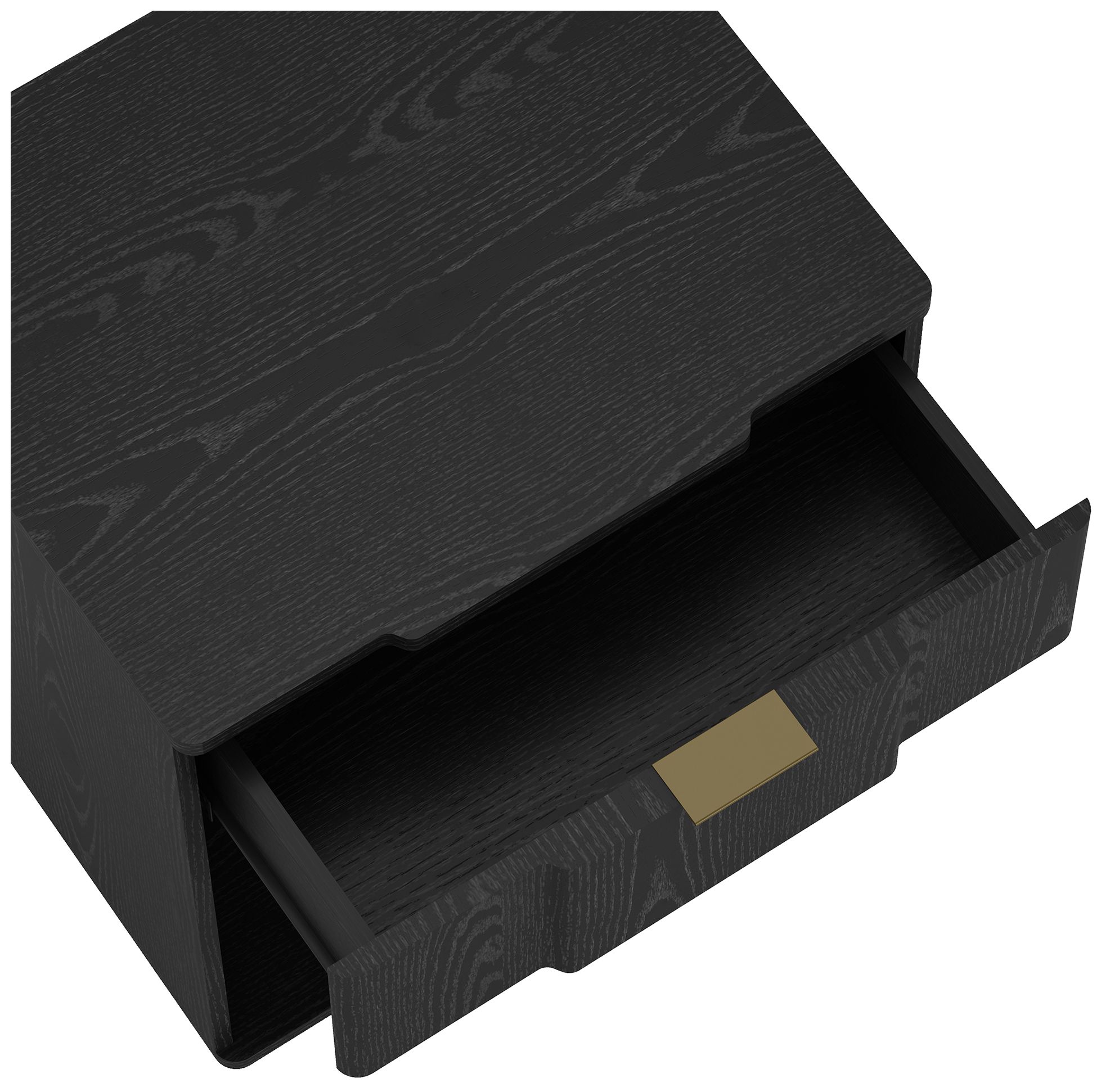 Image 6 Clive Mid-Century Modern 22" Nightstand in Black (1-Drawer) more views