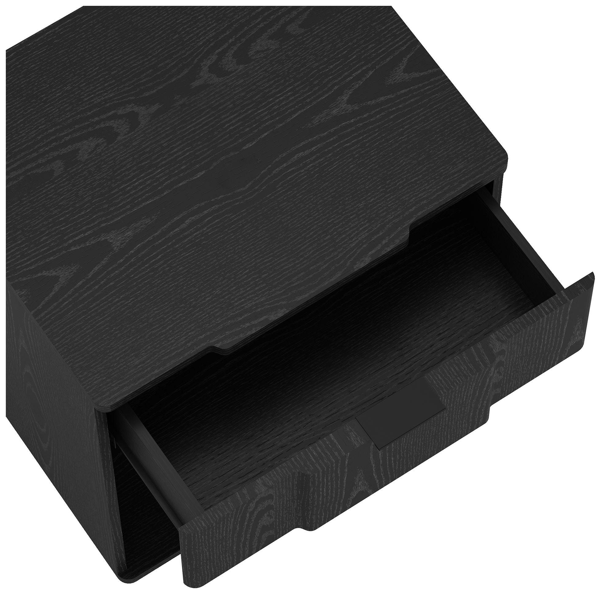 Image 6 Clive Mid-Century Modern 22" Nightstand in Black (1-Drawer) more views